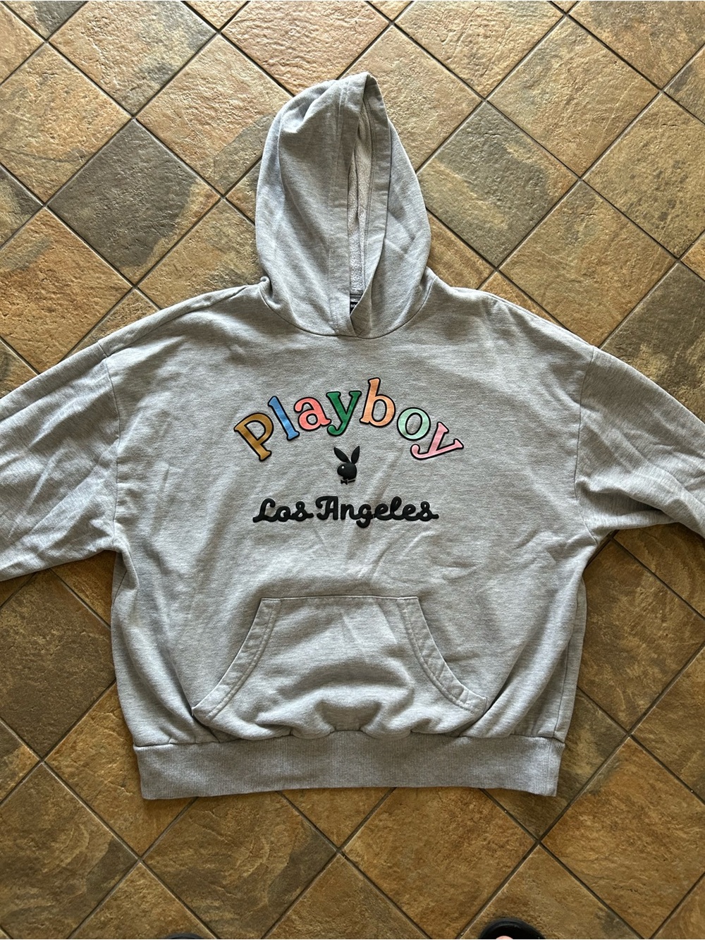 PacSun x Playboy Los Angeles Rainbow Logo Hoodie Grey - Size Large